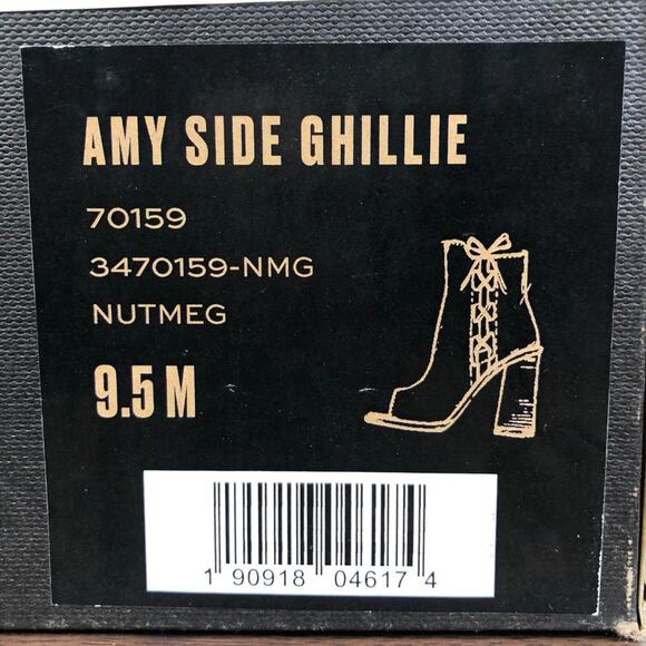 NEW Frye Amy Side Ghillie Suede Leather Open Toe Booties In Nutmeg Size 9.5M - Picture 7 of 7
